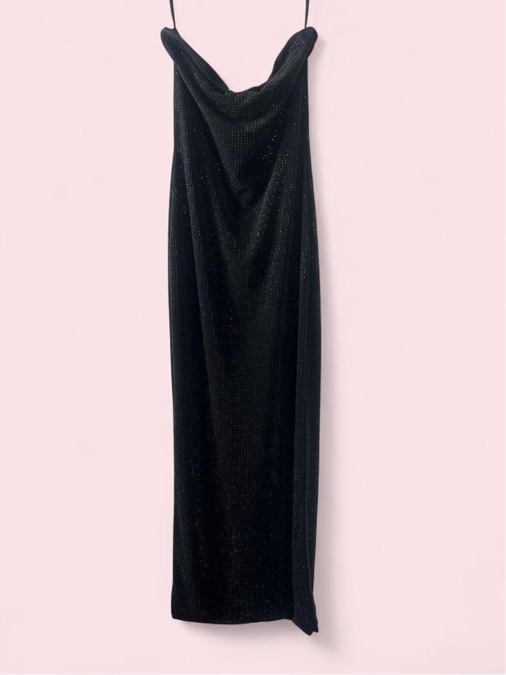 Heiress Beverly Hills Elegant Black Sparkle Slip Dress with Cowl Neck